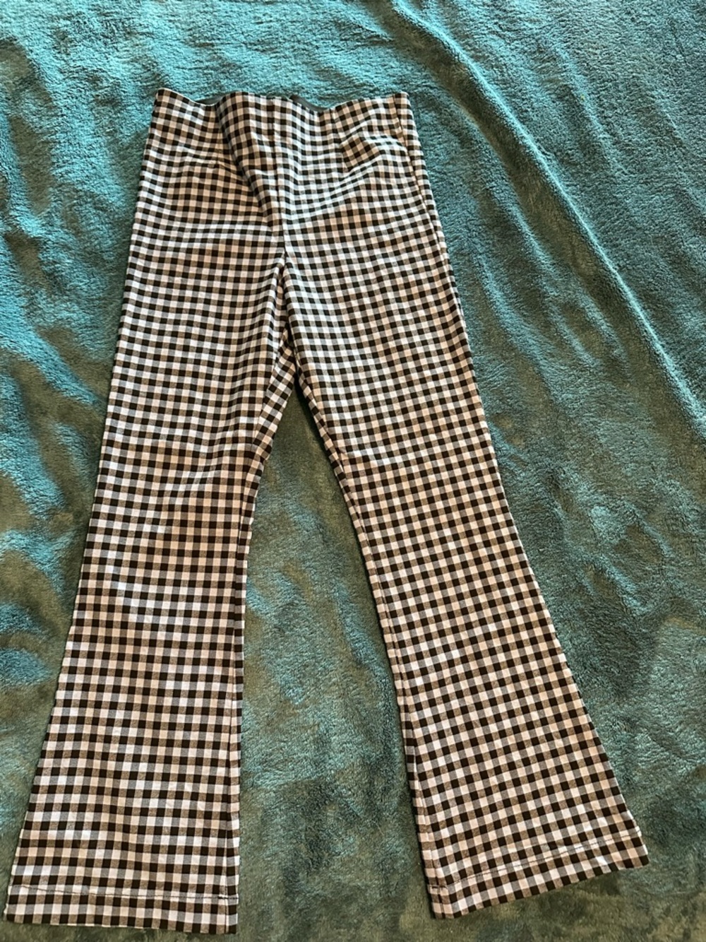 Zara Black and Blue Checkered Flare Pants